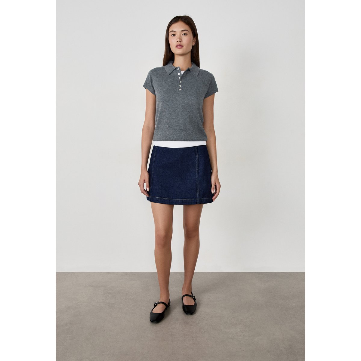 Polo manches courtes à boutons LAIA gris, ETAM