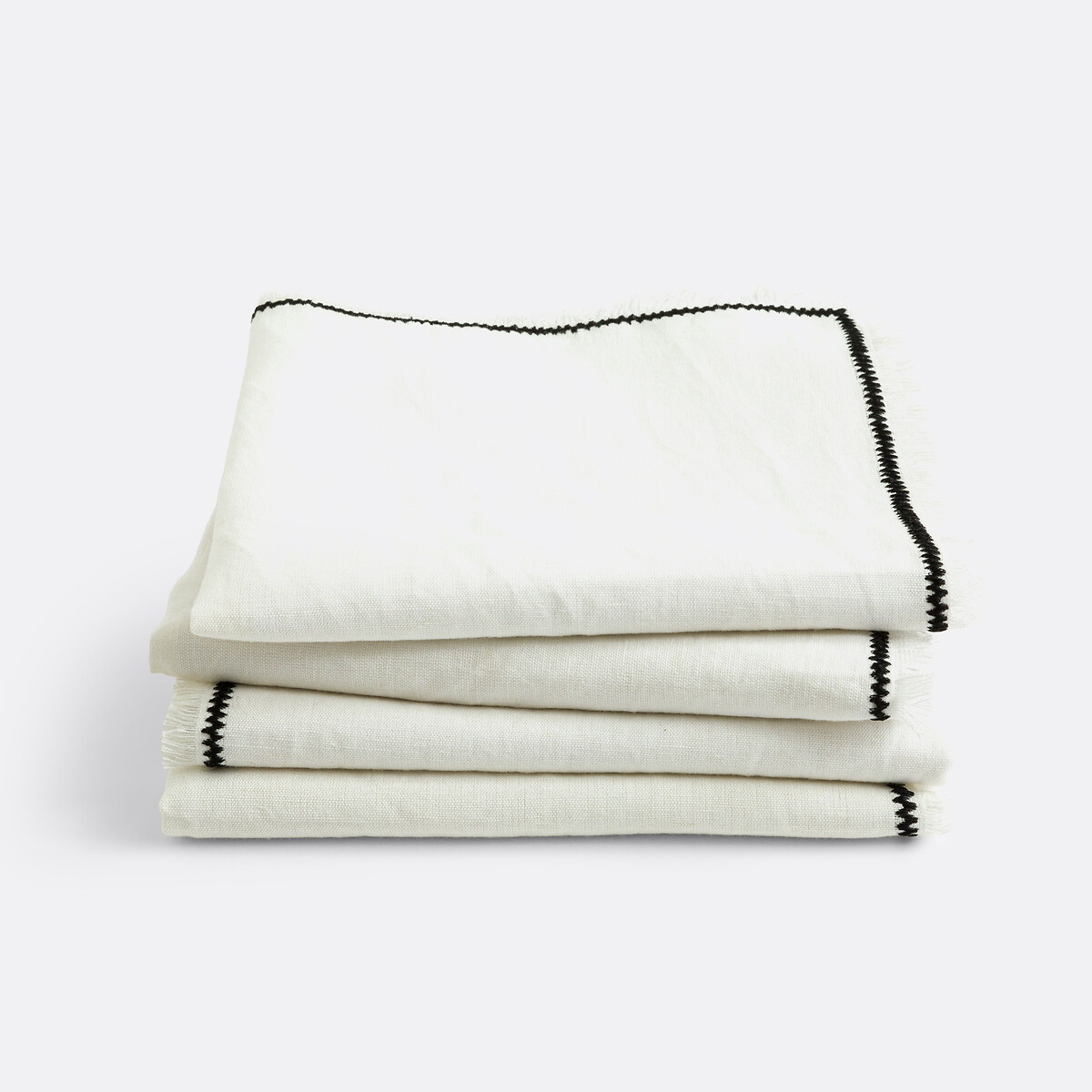 Lot de 4 serviettes de table lin/coton, Menorca ecru, LA REDOUTE INTERIEURS