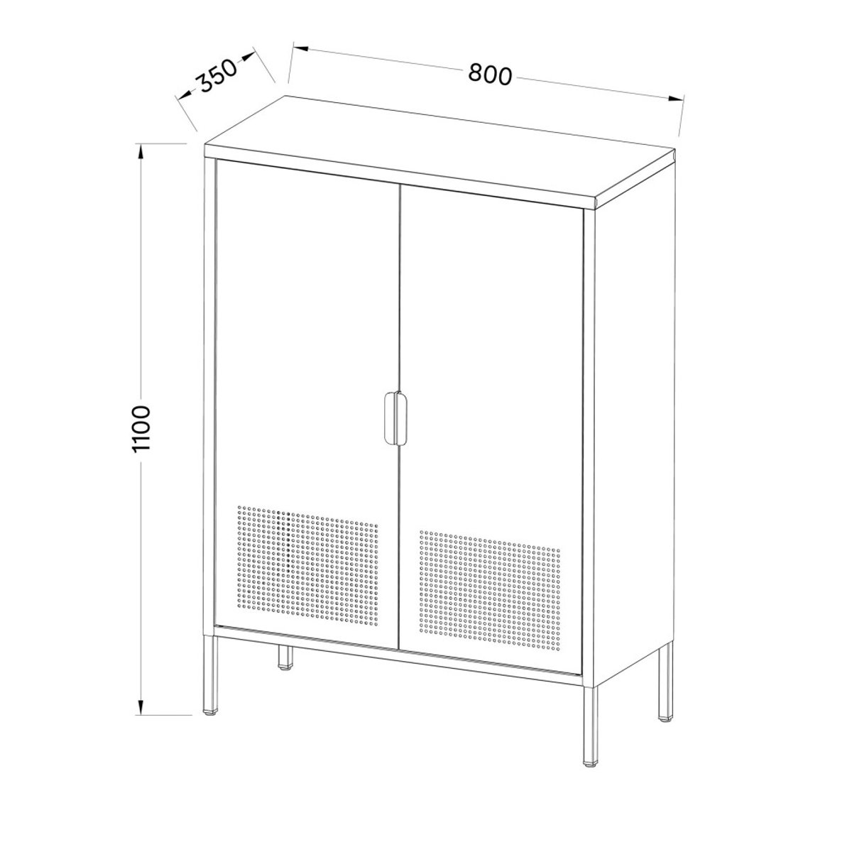 Buffet haut 2 portes en métal H110cm- ADEL bleu, DRAWER