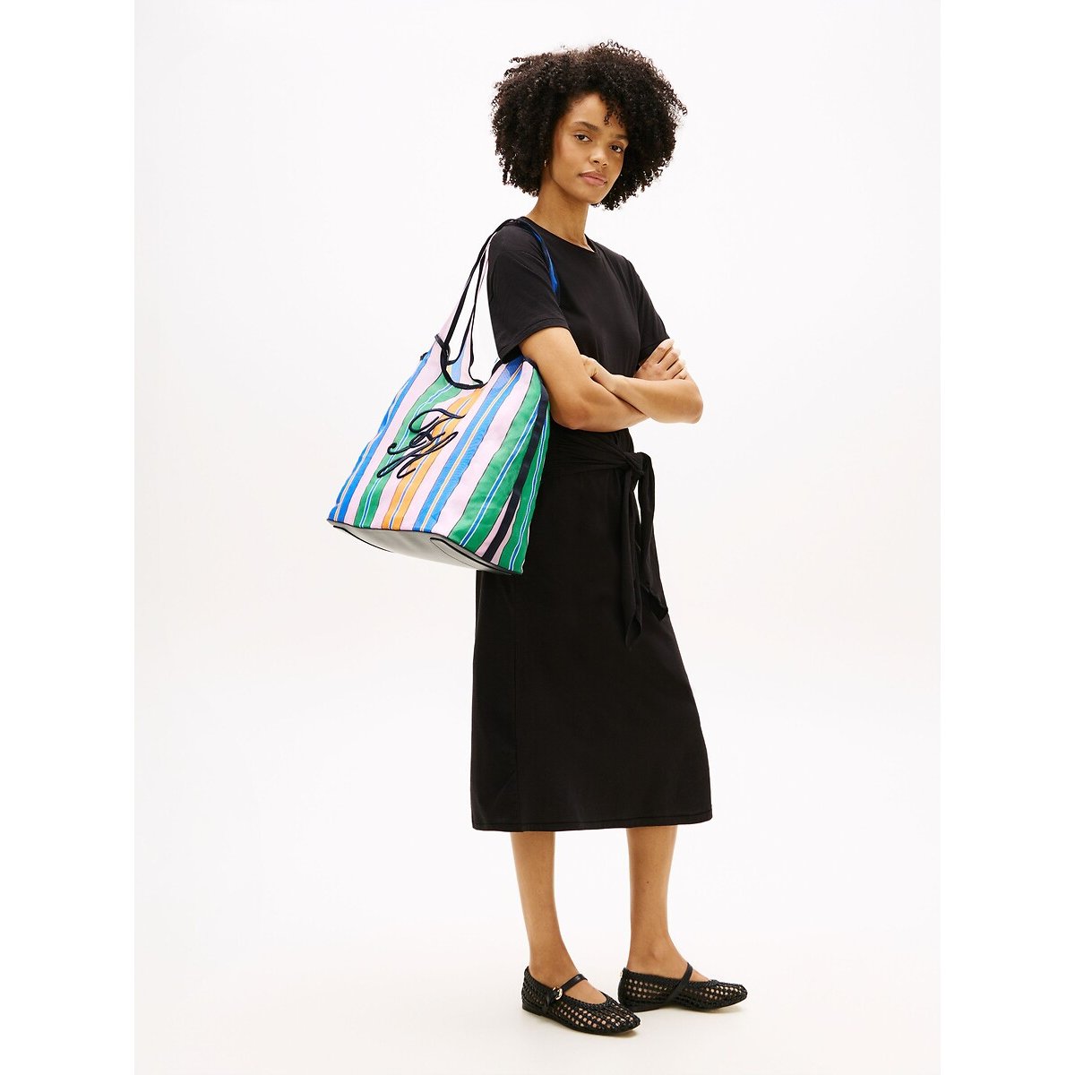 Borsa tote bag a righe, TH SUMMER MESH 90008875, TOMMY HILFIGER
