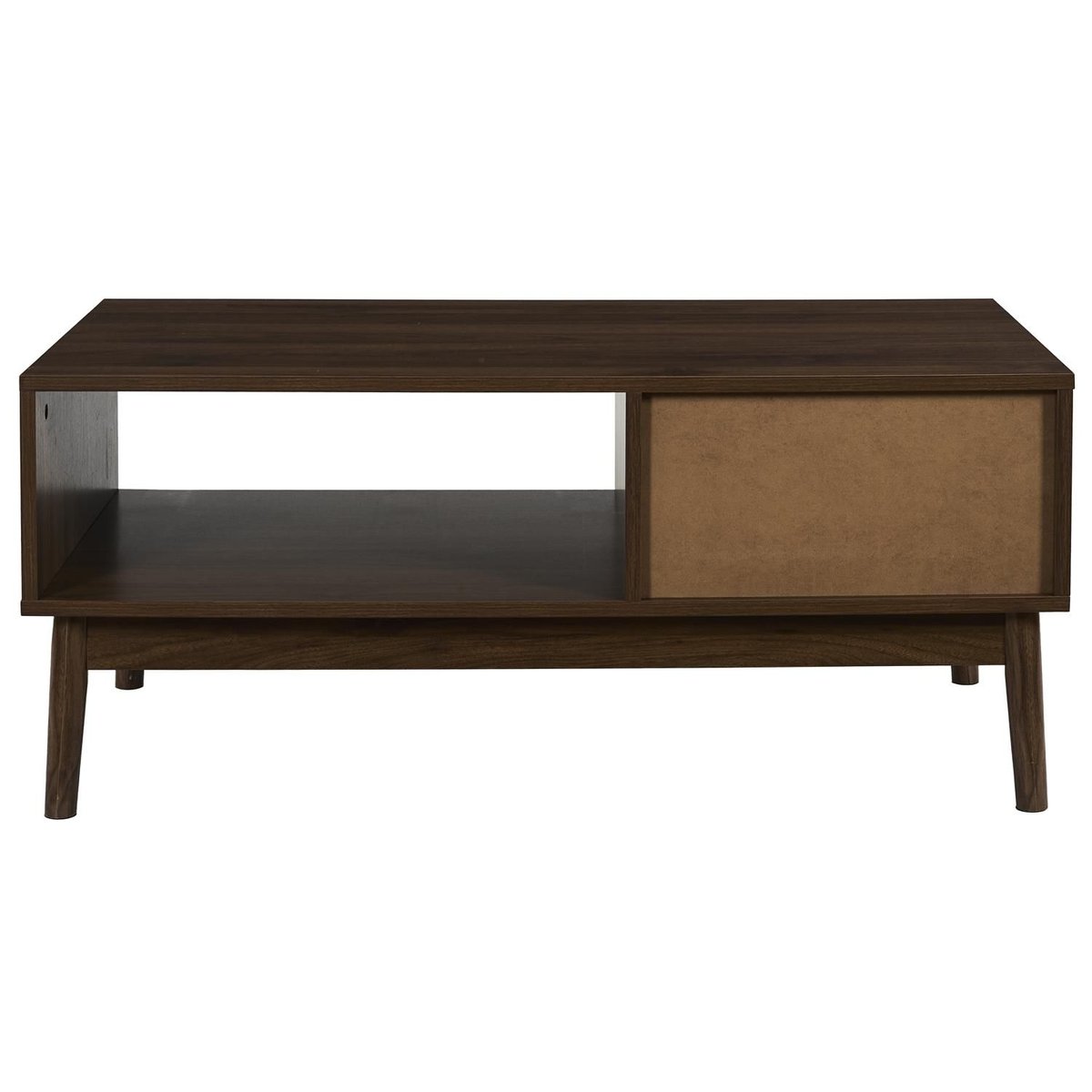 Table basse 1 tiroir et 1 niche effet bois foncé SAULK marron, THE HOME DECO FACTORY