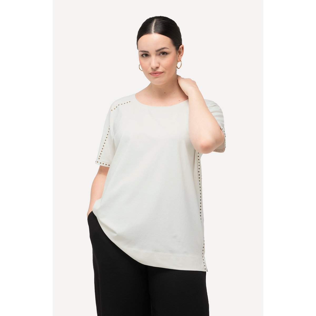 T-shirt oversized à col rond et blanc cassé, ULLA POPKEN