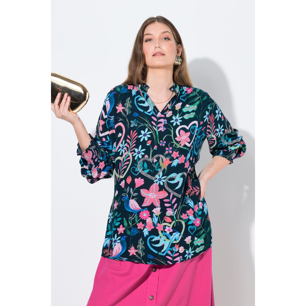 Tunique motif floral marine, ULLA POPKEN