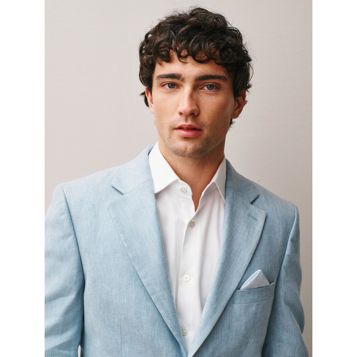 Veste costume lin stretch motionflex slim bleu clair, NEXT