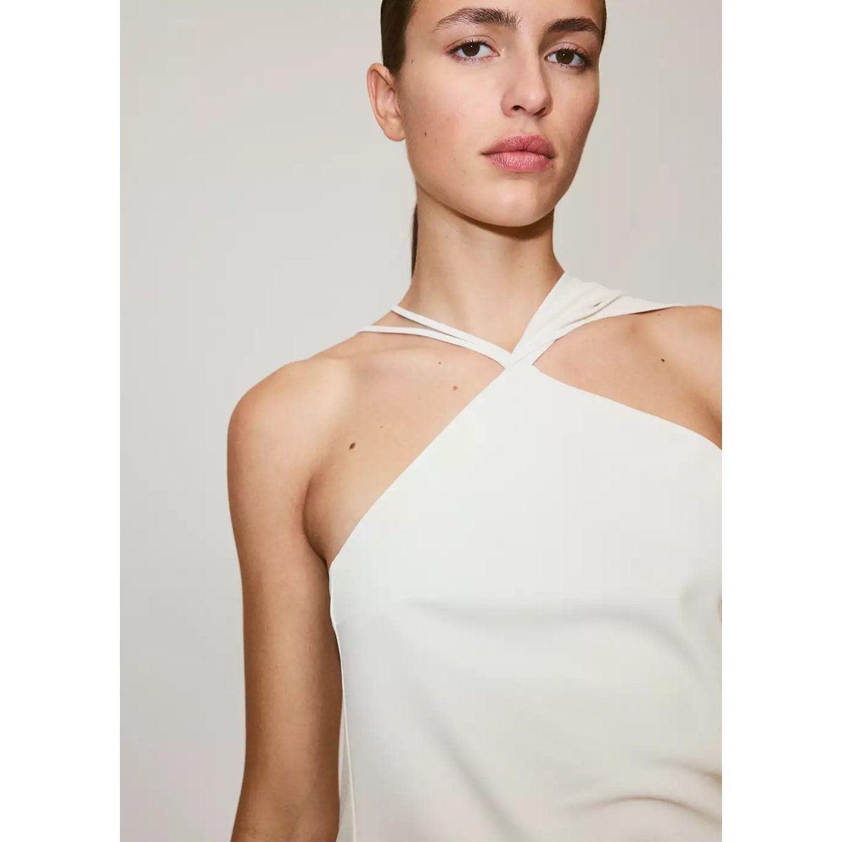 Robe asymétrique foulard écru, MANGO