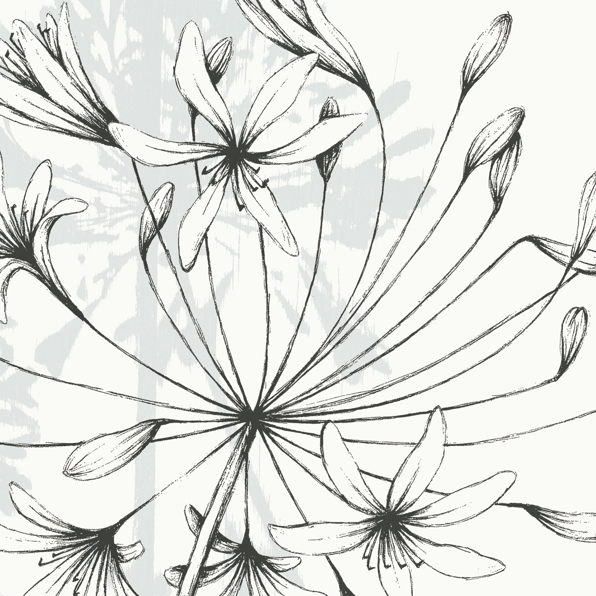 Papier peint panoramique Agapanthes, Couleurs 150 x 250cm couleurs, ACTE DECO