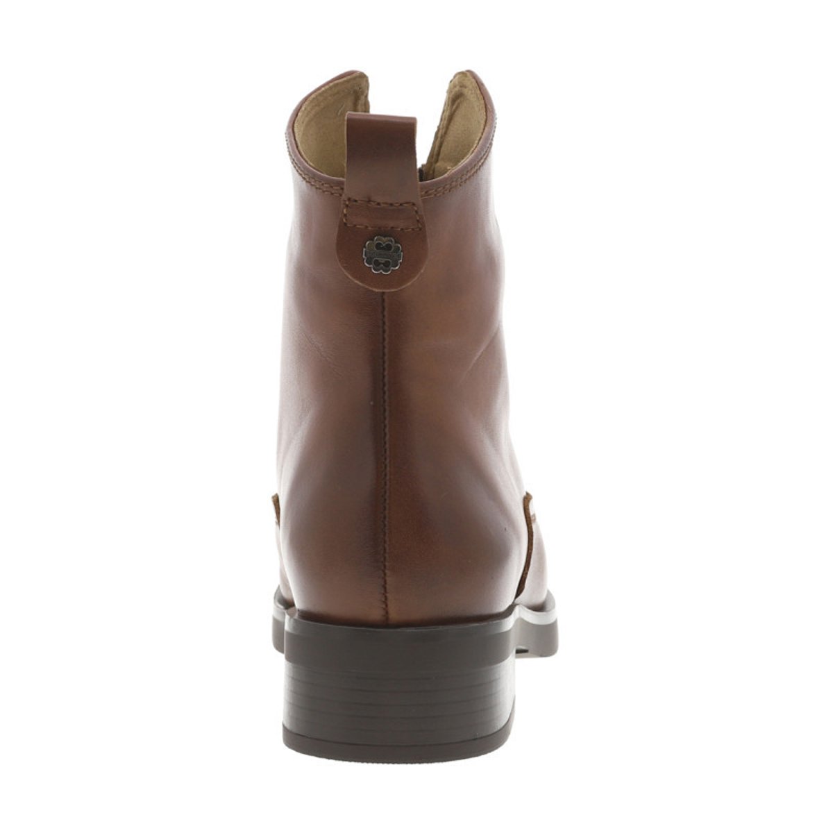 Boots en cuir cognac à talon décroché bas avec un zip sur le devant cognac, PORRONET