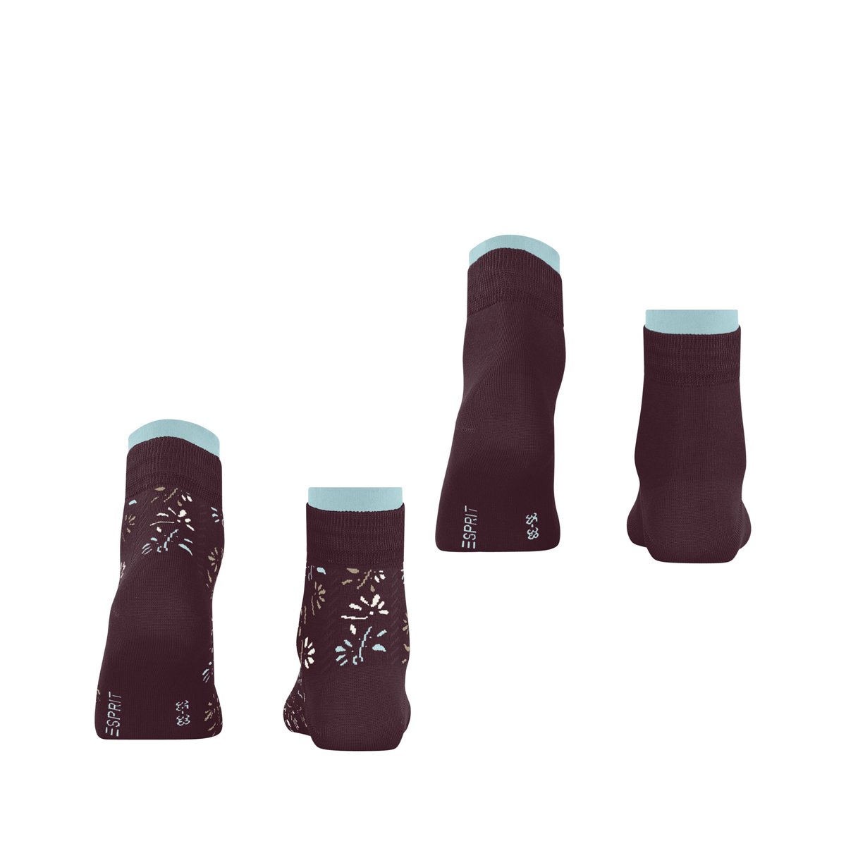 Chaussettes courtes Soft Blooms 2-Pack Opaque rouge, ESPRIT