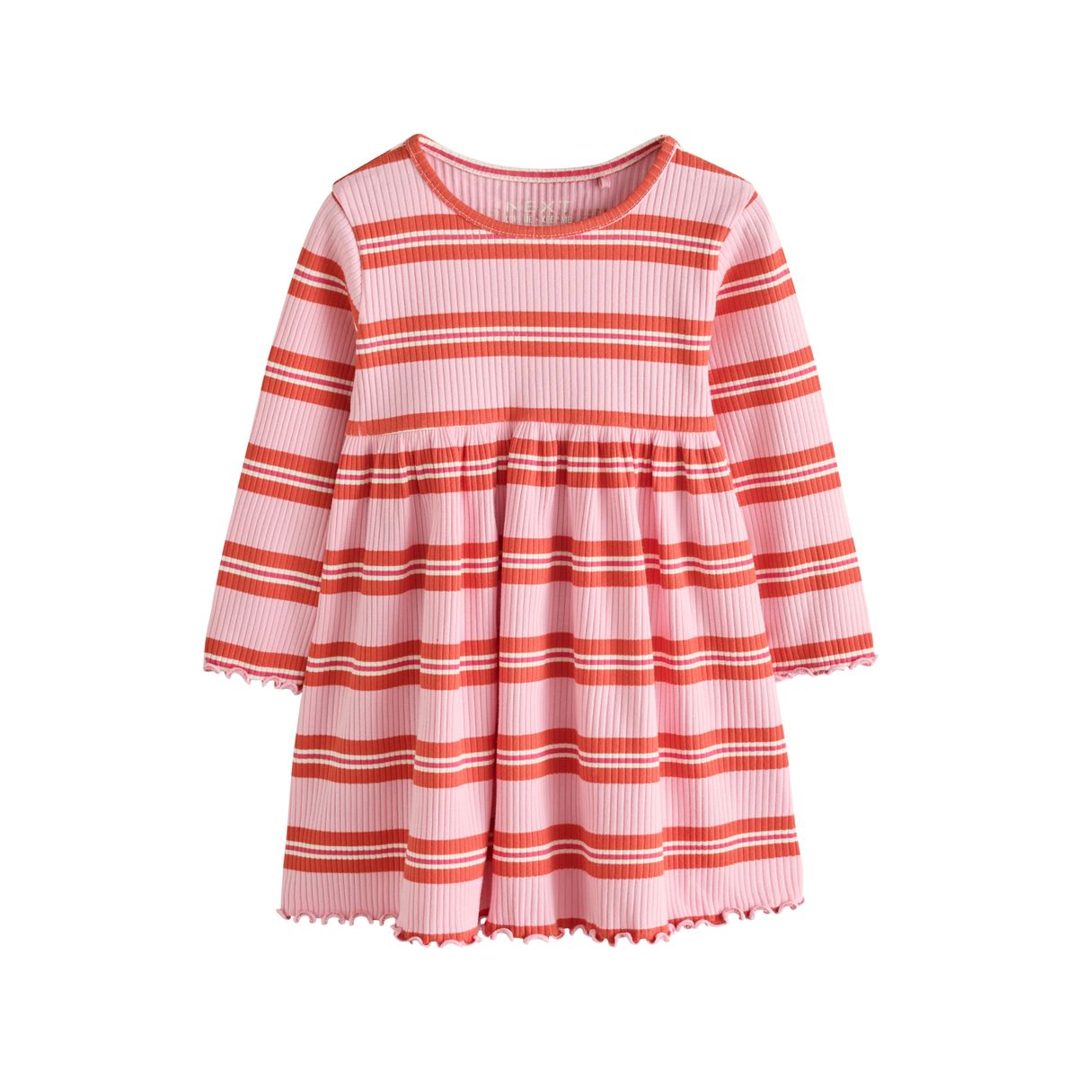 Robe côtelée à manches longues, lot de 3 rayures vertes/pois marine/rayures rouges, NEXT