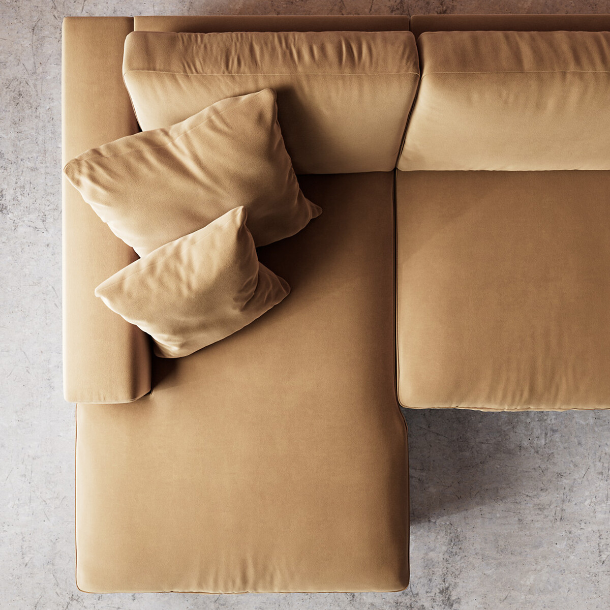 Althaea Easy Velvet Corner Chaise Sofa biscuit, SWOON
