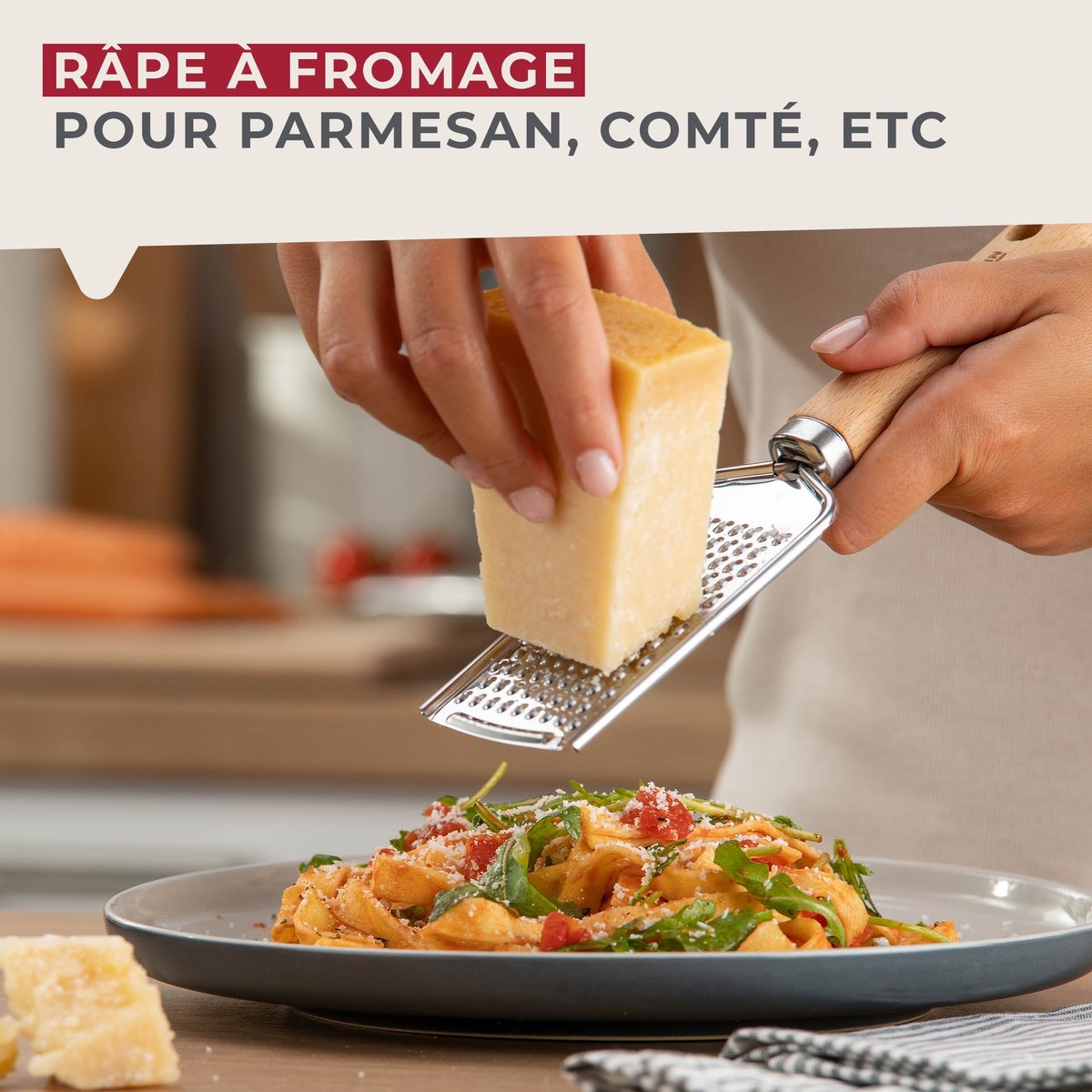 Râpe à fromage manuelle PIZZA & PASTA bois brun, FACKELMANN