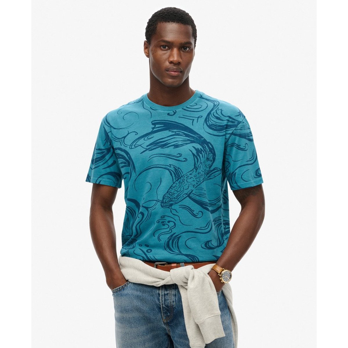 T-shirt imprimé surteint vintage bleu quais, SUPERDRY