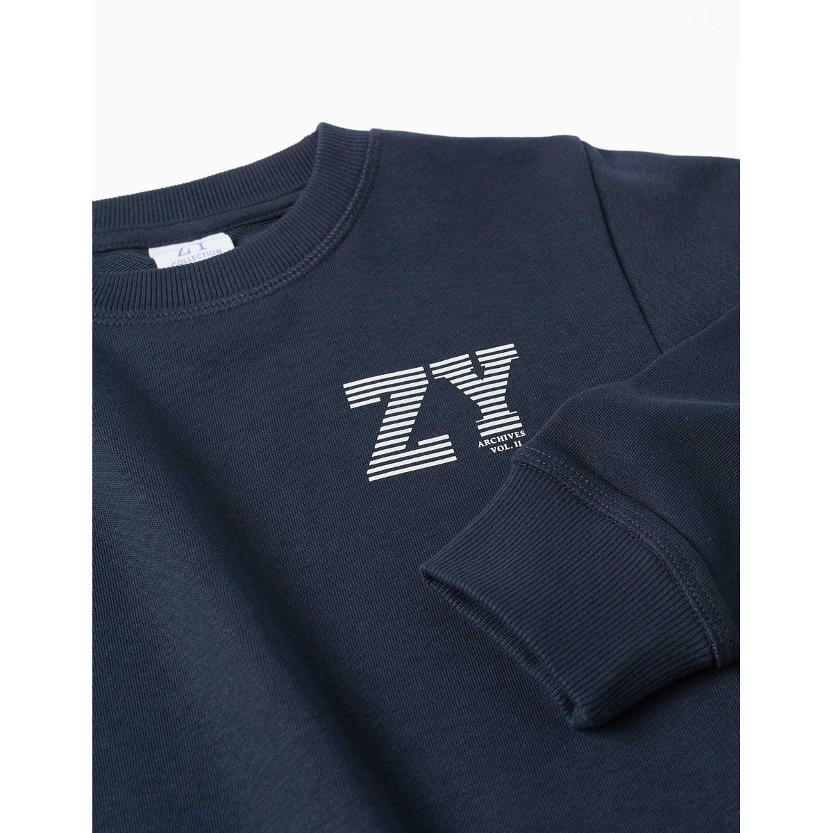 Sweat en molleton avec imprimé ZY en relief bleu foncé, ZIPPY