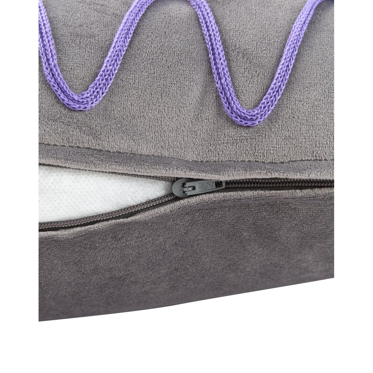 Coussin brodé Rita Eco-velours grey, NOBODINOZ