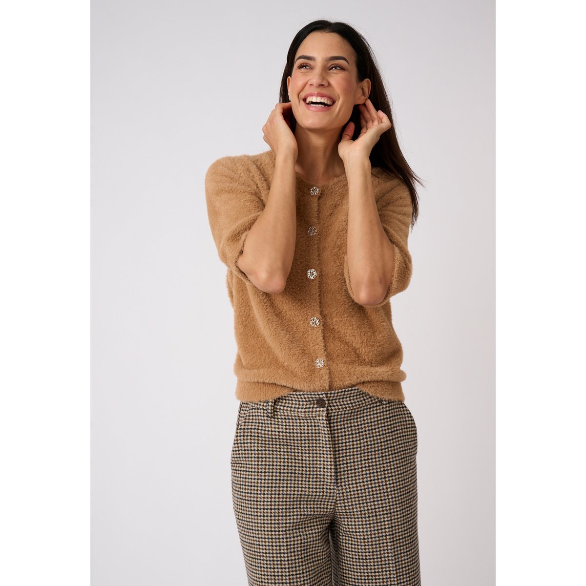 Cardigan maille poilue marron ambre, DAMART