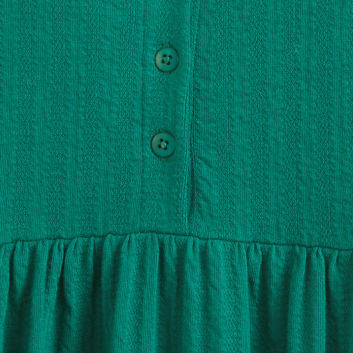Dress with Short Ruffled Sleeves green, LA REDOUTE COLLECTIONS