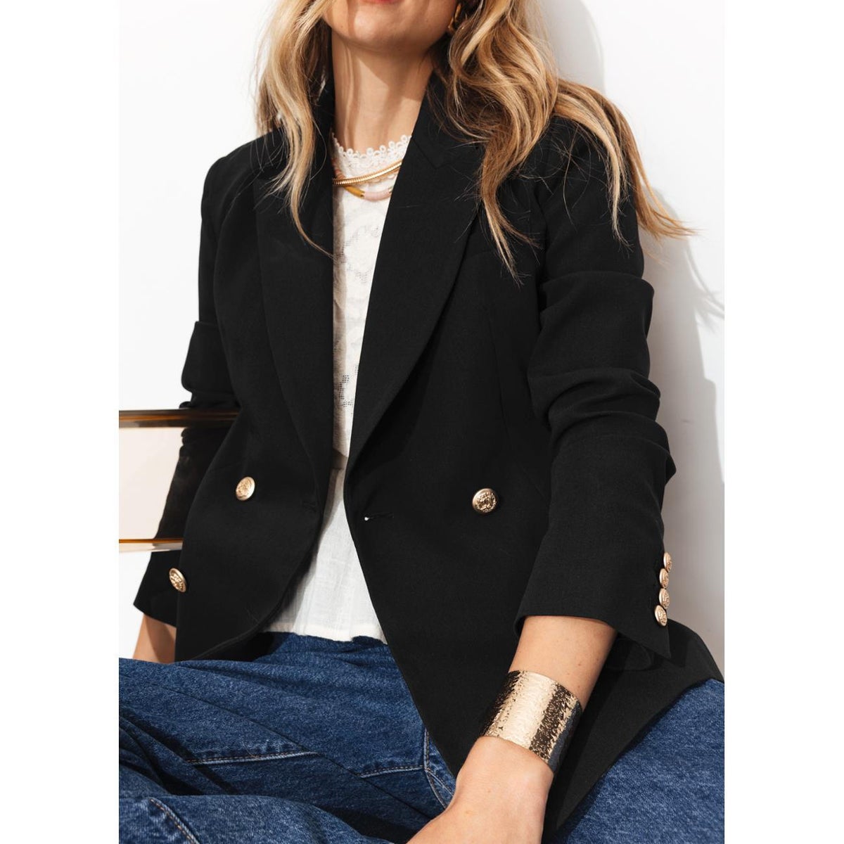 Veste blazer croisé noir, PROMOD