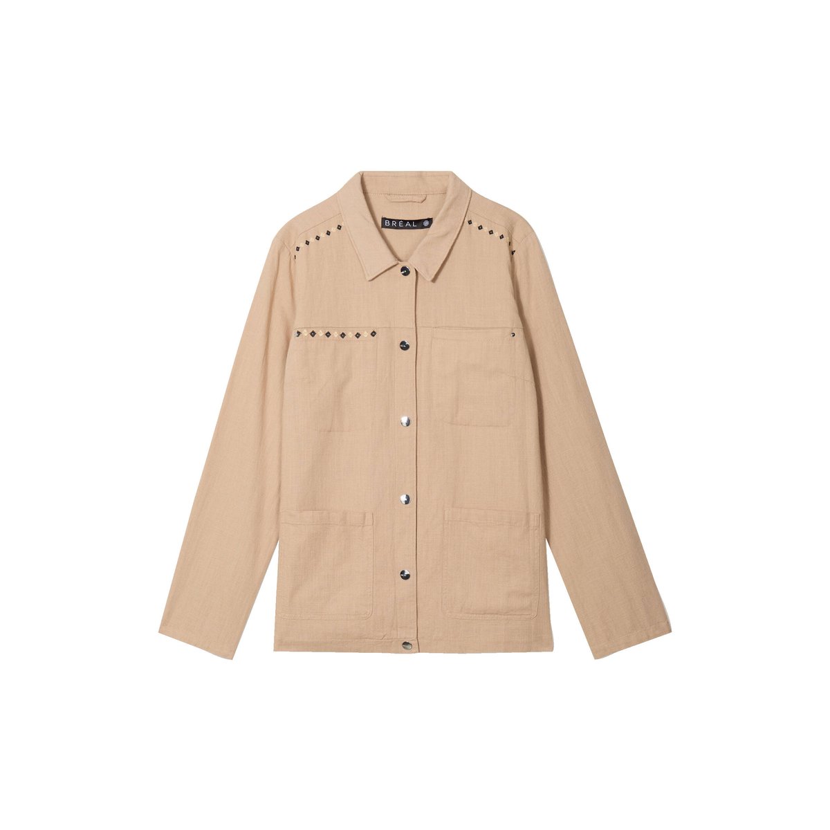 Surchemise boutonnée brodée sable, BREAL