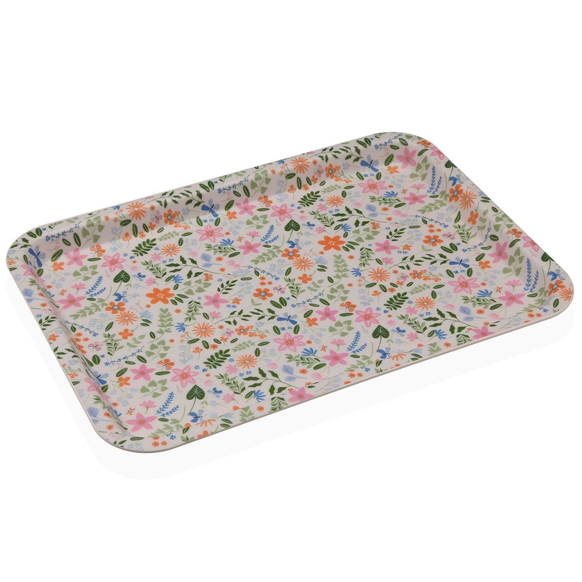 Plateau de service multicolore fleuri 38x27x2.2cm multicolore, VERSA
