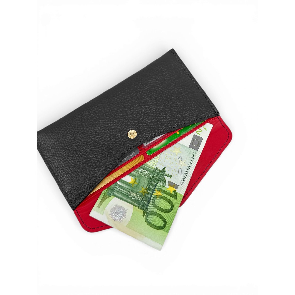 Portefeuille porte-carte en cuir grainé italien CLOE noir, OH MY BAG