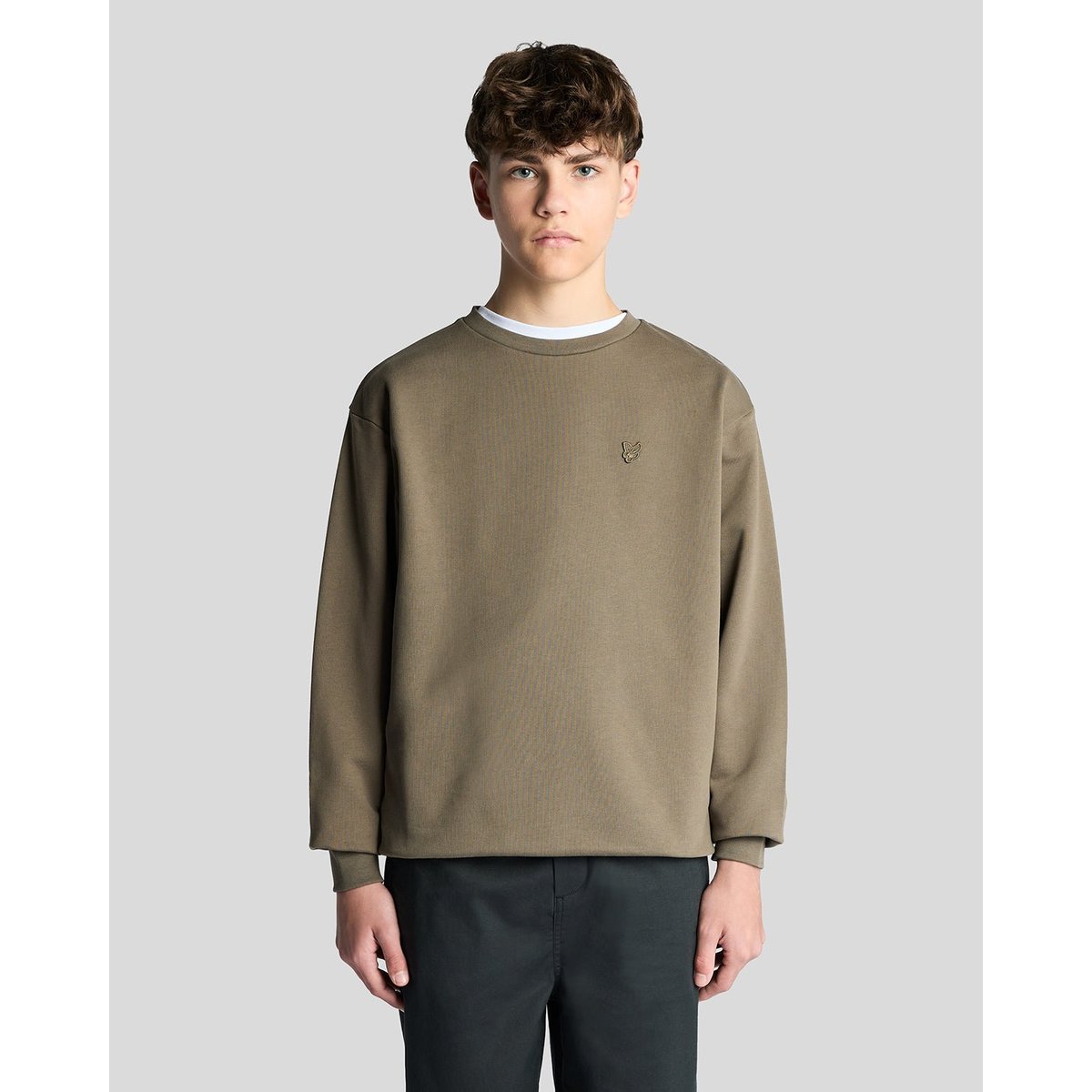 Sweat-shirt épais en coton vert kaki cendré, LYLE & SCOTT
