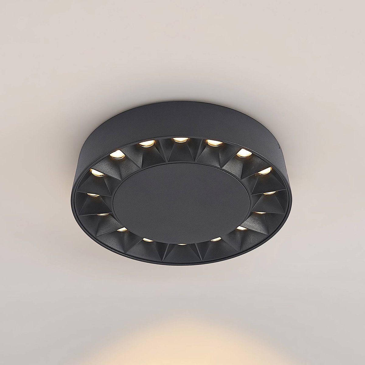Plafonnier extérieur en aluminium moderneLED noir, LUCANDE