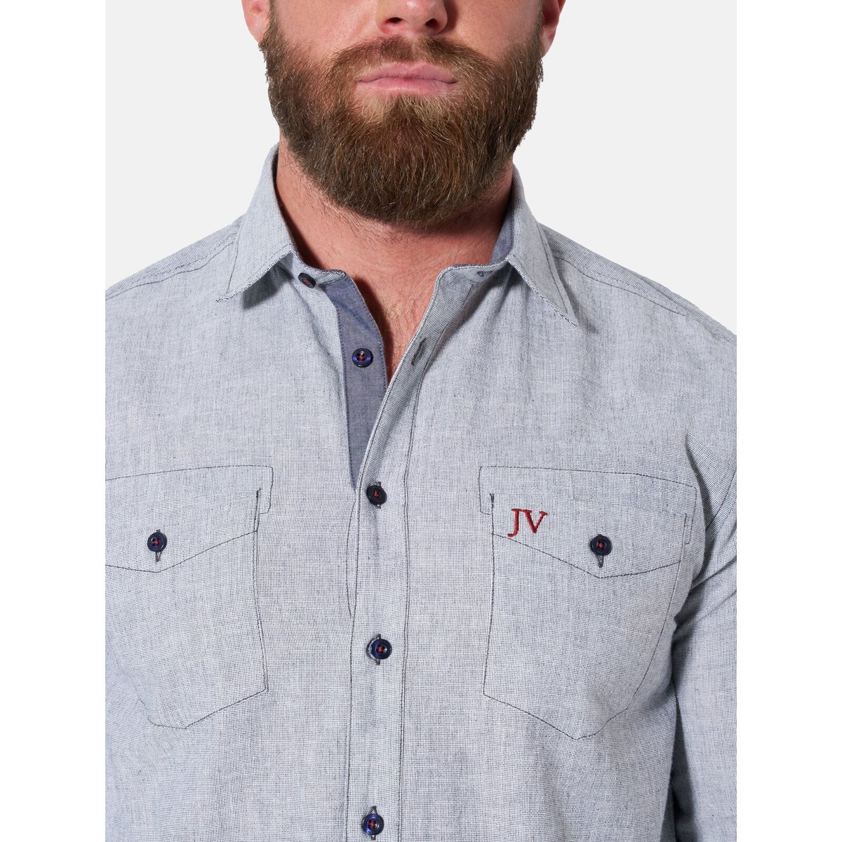 Chemise RUNEAS bleu mélange, JAN VANDERSTORM