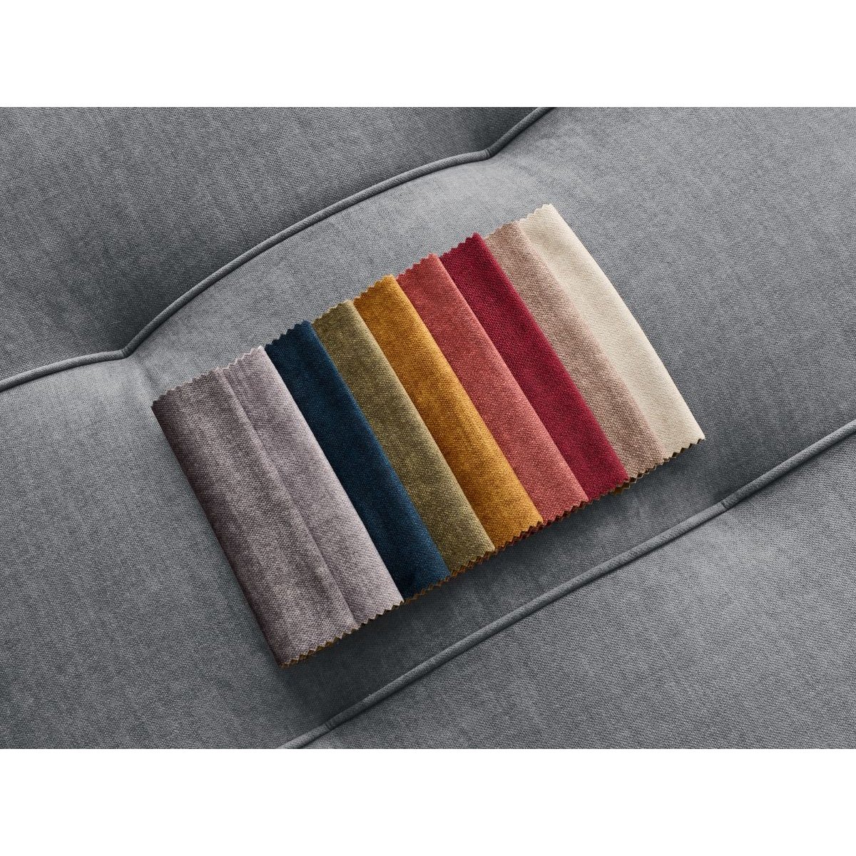 Canapé d'angle convertible 3 places en velours, ARSENE gris foncé, BOBOCHIC