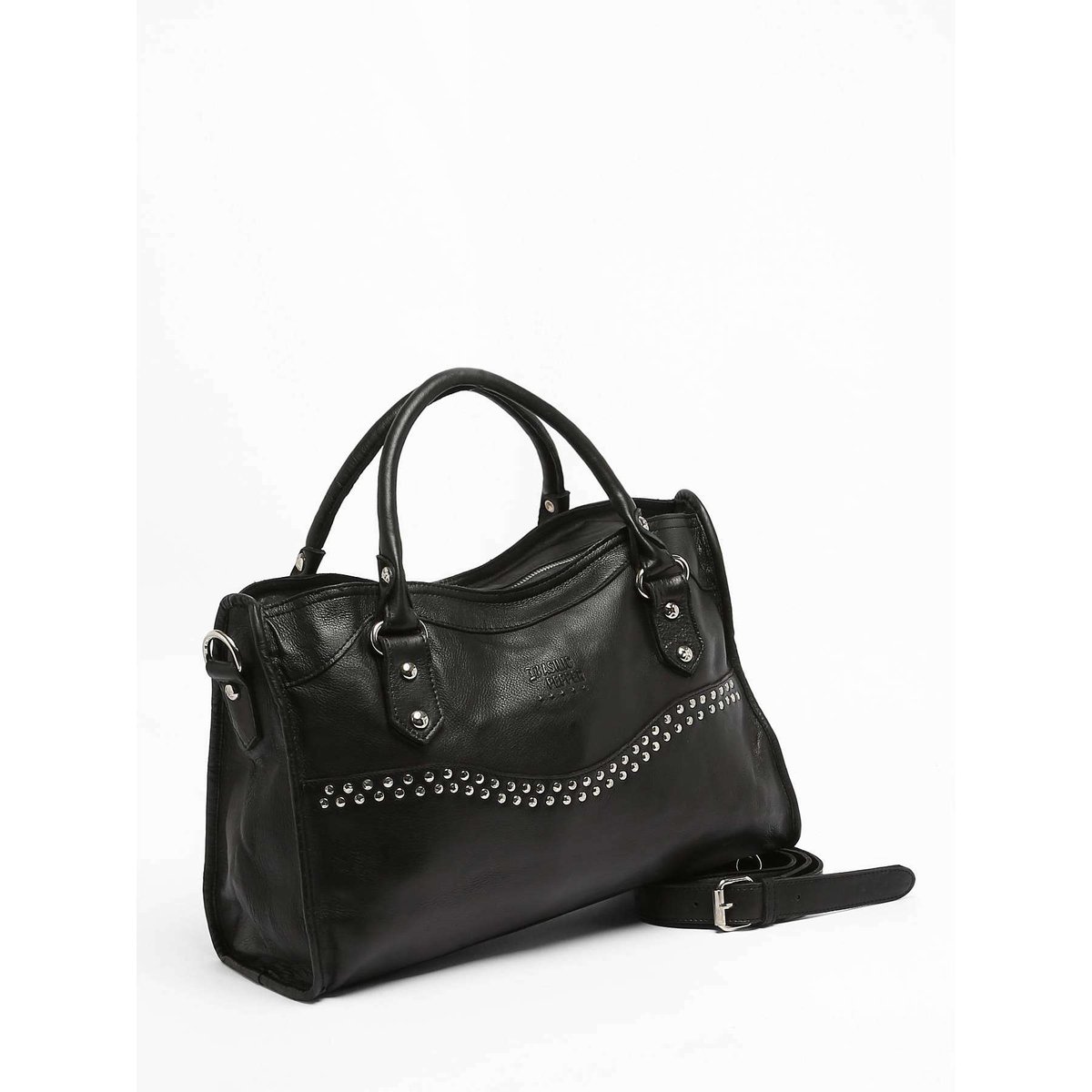 Sac porté main cuir black, BASILIC PEPPER