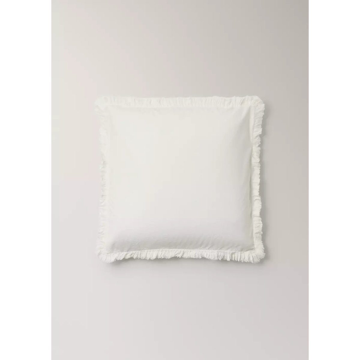 Deux taies d'oreiller en coton lavé, bordure en gaze effilochée 60x60 cm écru, MANGO HOME