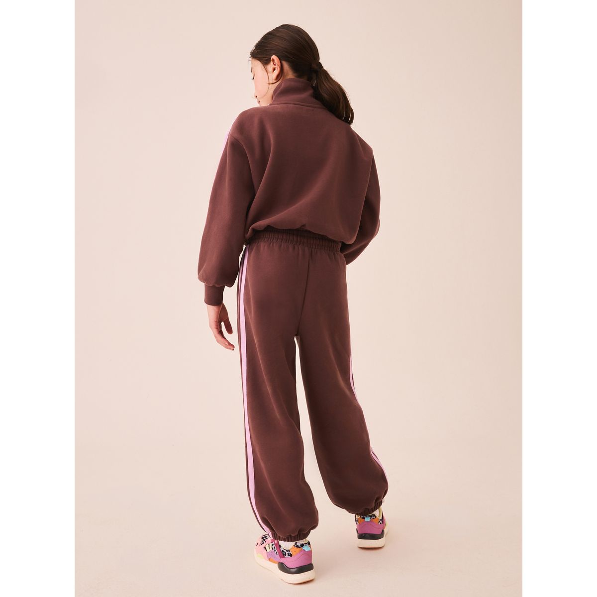 Pantalon de jogging à bande latérale brun chocolat/lilas, NEXT