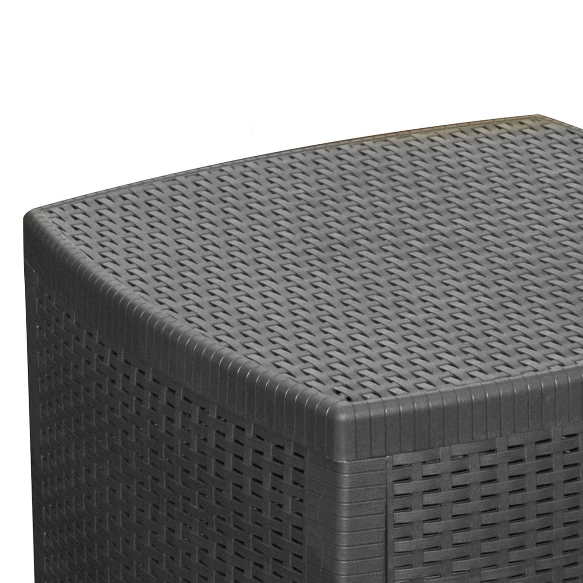Table coffre de jardin carrée effet rotin gris anthracite gris, WADIGA