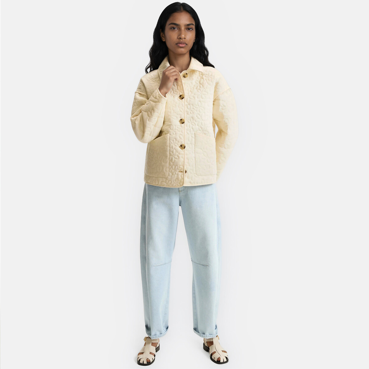 Veste matelassée à fleurs en relief jaune pastel, LA REDOUTE COLLECTIONS