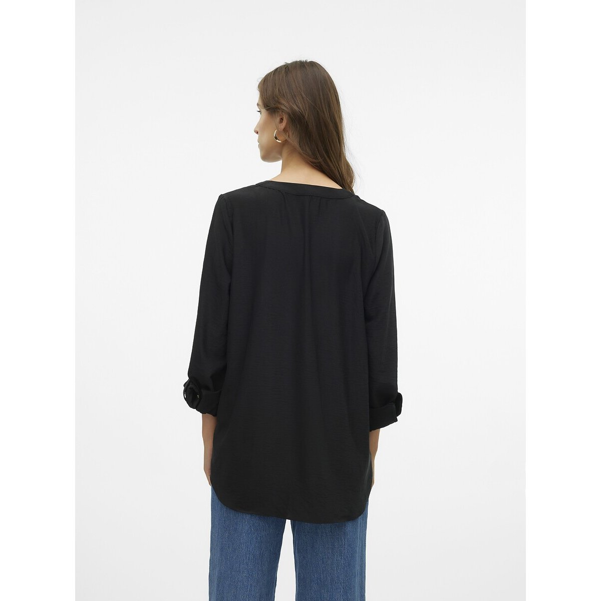 Blouse fluide, col V noir, VERO MODA