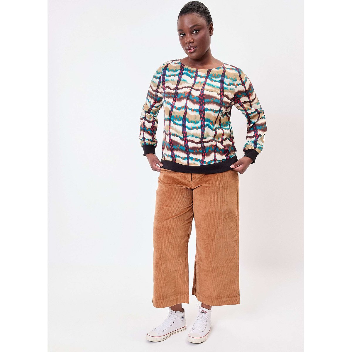 Top fluide esprit sweat LOSAN beige biscuit, LA FIANCÉE