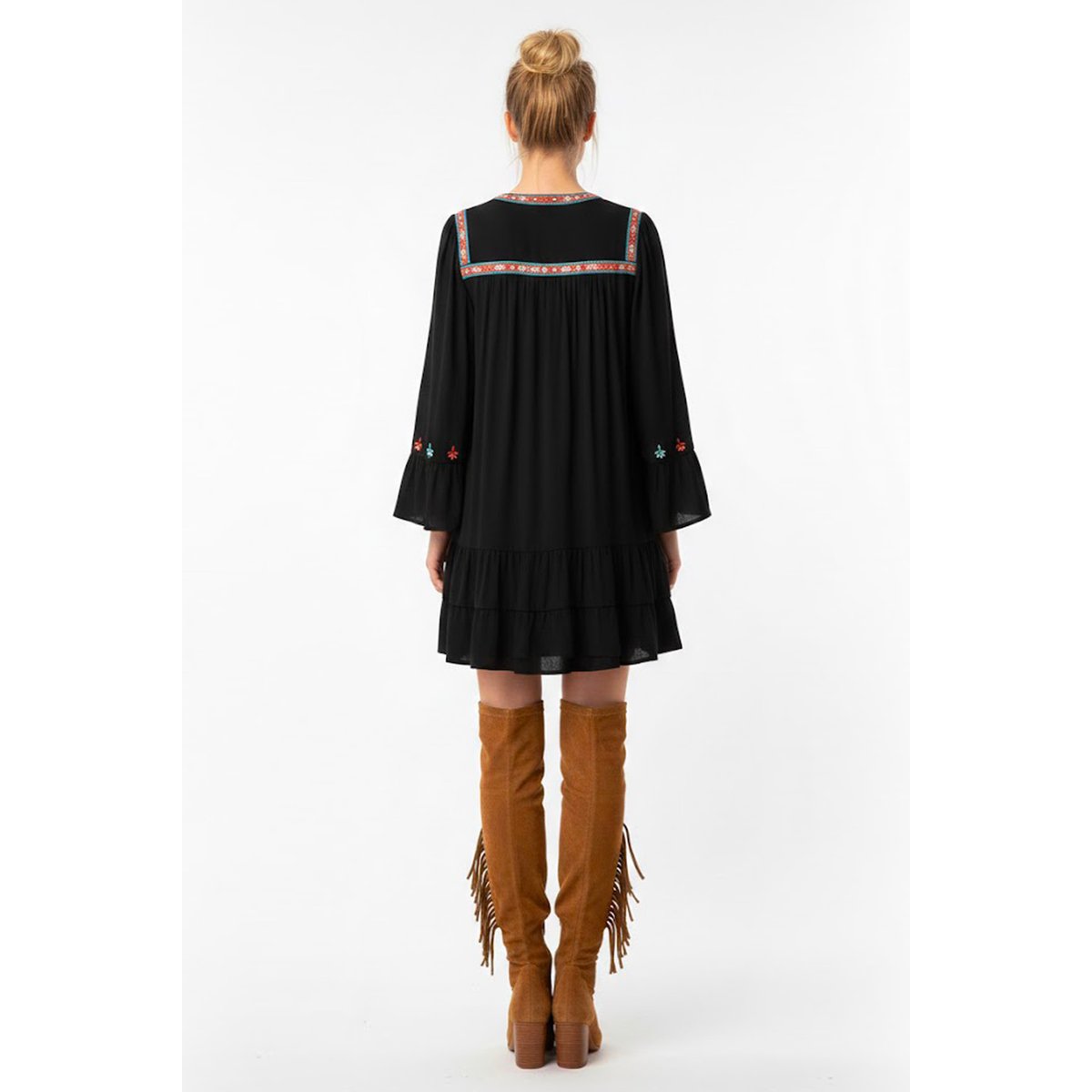 Robe courte brodée ANAIS noir, DERHY