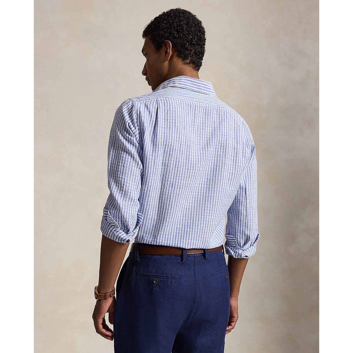 Chemise droite, manches longues bleu/blanc, POLO RALPH LAUREN