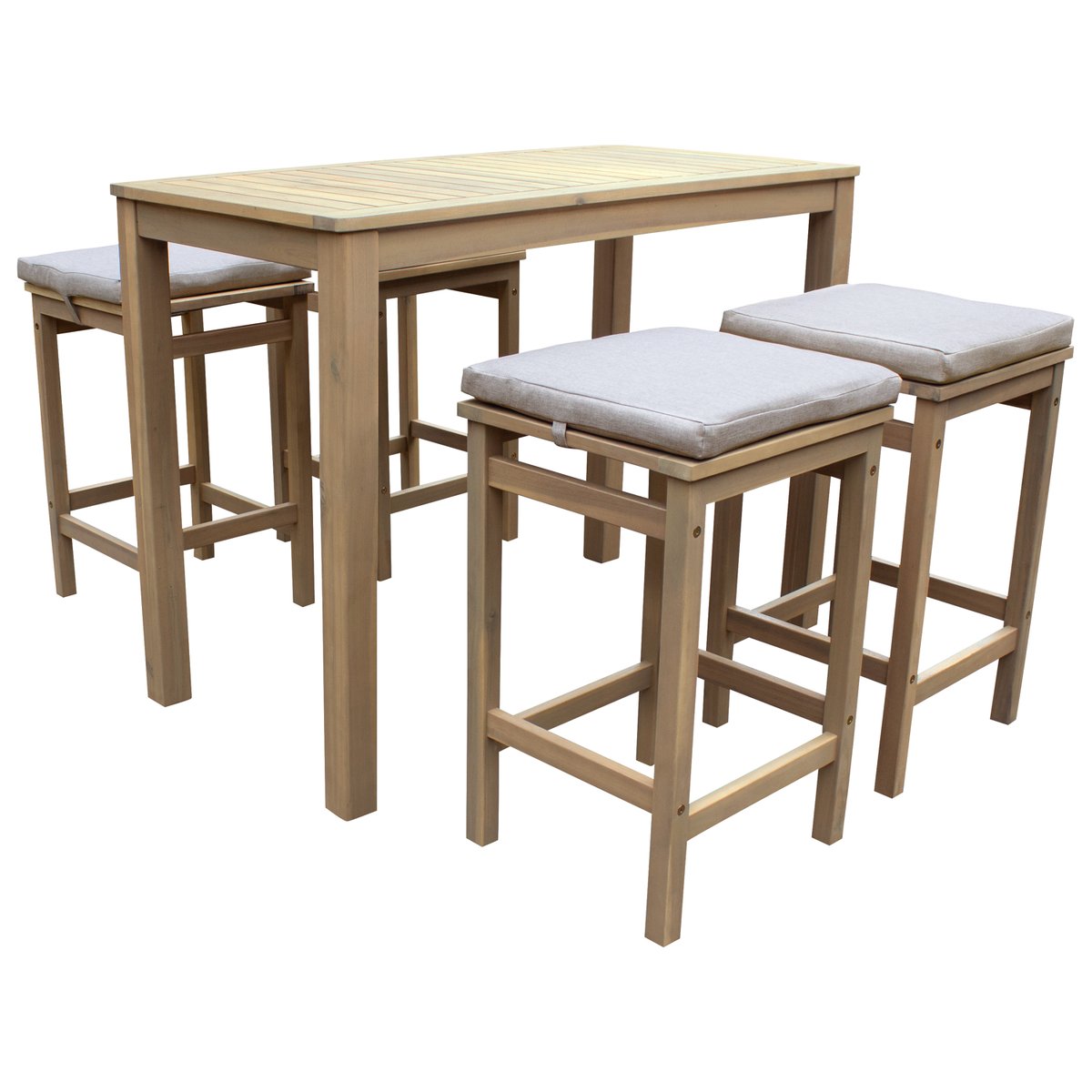 Mange debout en acacia, 4 pl, ARUBA beige, marron, HAPPY GARDEN