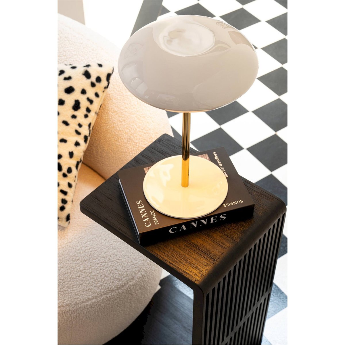 Lampe de table en métal chic blanc et doré, RECOLLECTION