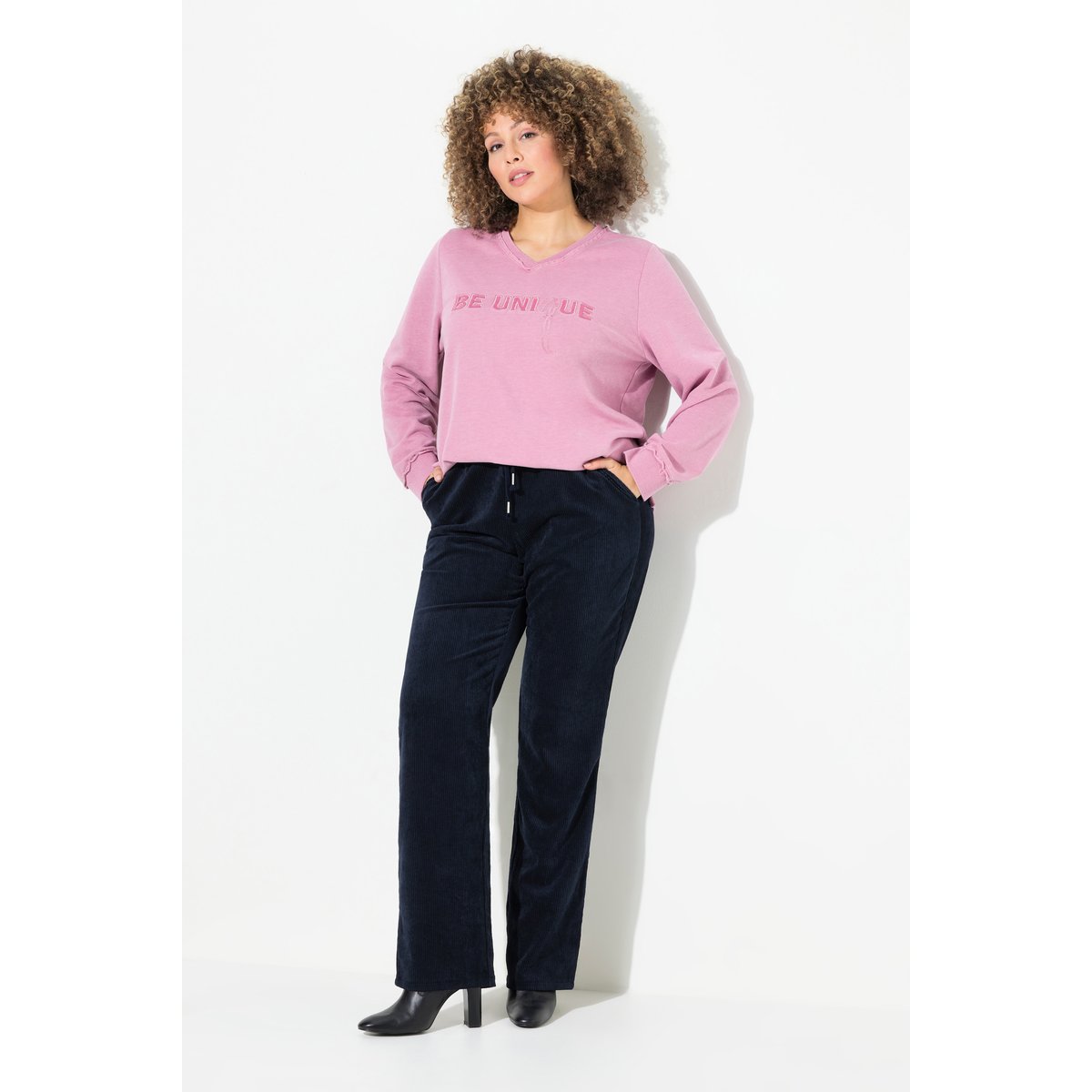 Pantalon en velours côtelé Ruby marine, ULLA POPKEN