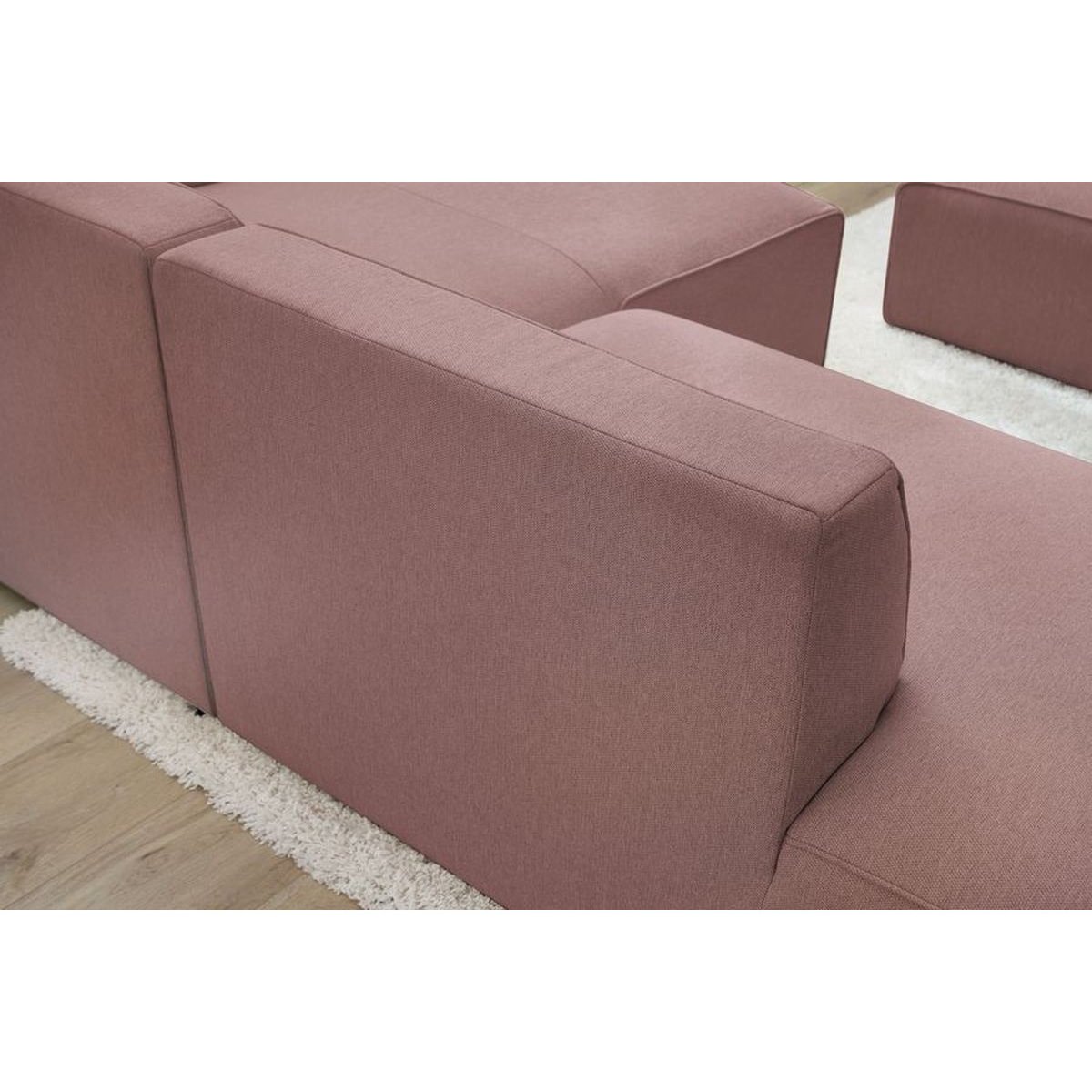 Canapé modulable 4 places en tissu chiné, MEGEVE rose, BOBOCHIC