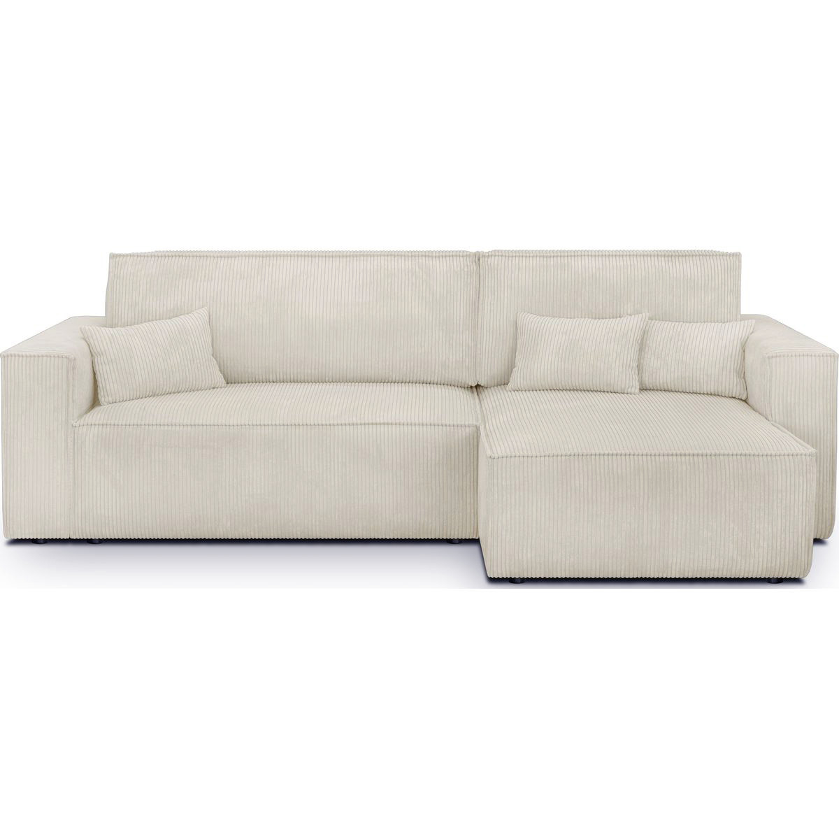 Canapé d'angle convertible 4 places en velours côtelé - LIVIA beige, HOMIFAB