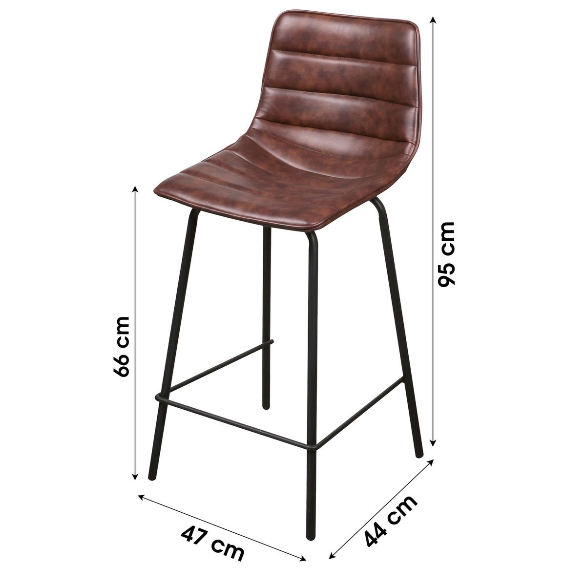 Chaise de bar en velours avec pieds en métal BROOKLYN marron, URBAN LIVING