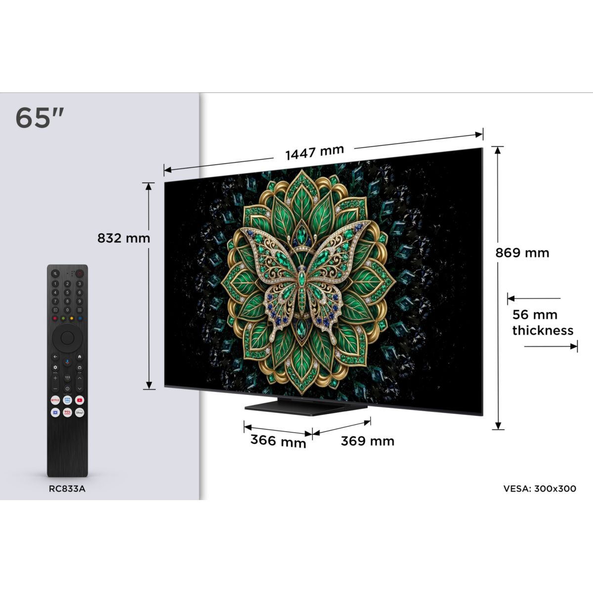 TV Mini LED 65C69K PRO (2026) 65" (165 cm) couleur unique, TCL