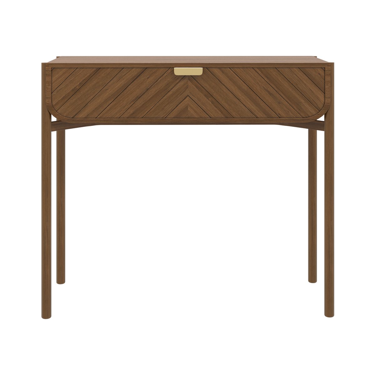 Console en chêne teinté avec 1 tiroir, poignée en laiton, MARIUS chêne teinté, HARTO