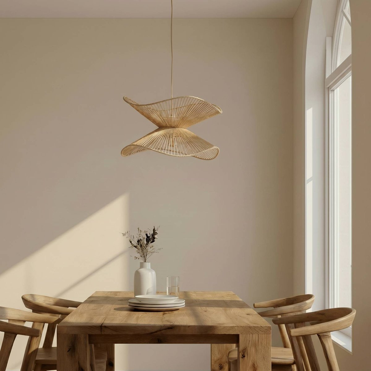 Suspension en papier moderne, Valdorin beige, LINDBY