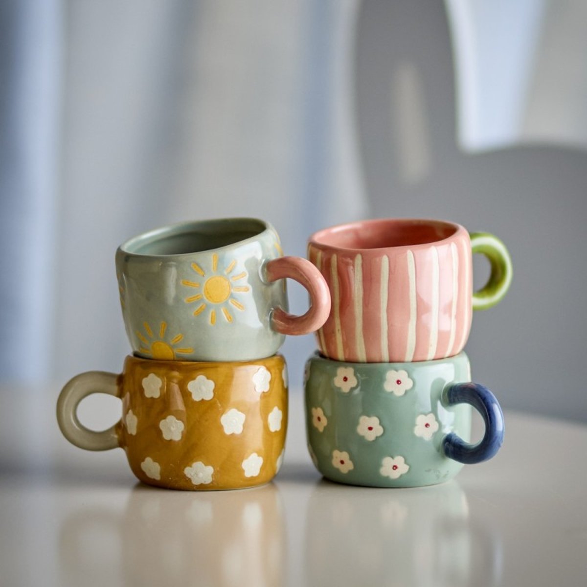Petite tasses grès NINI set de 4 multicolore, BLOOMINGVILLE