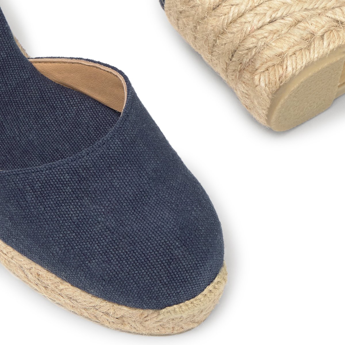Espadrilles compensées à bride cheville et talon tressé CAROL PLATFORM bleu, CASTANER