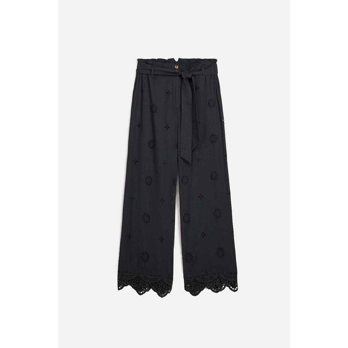 Pantaloni dritti ricamati, ABUELA nero , LOUISE MISHA