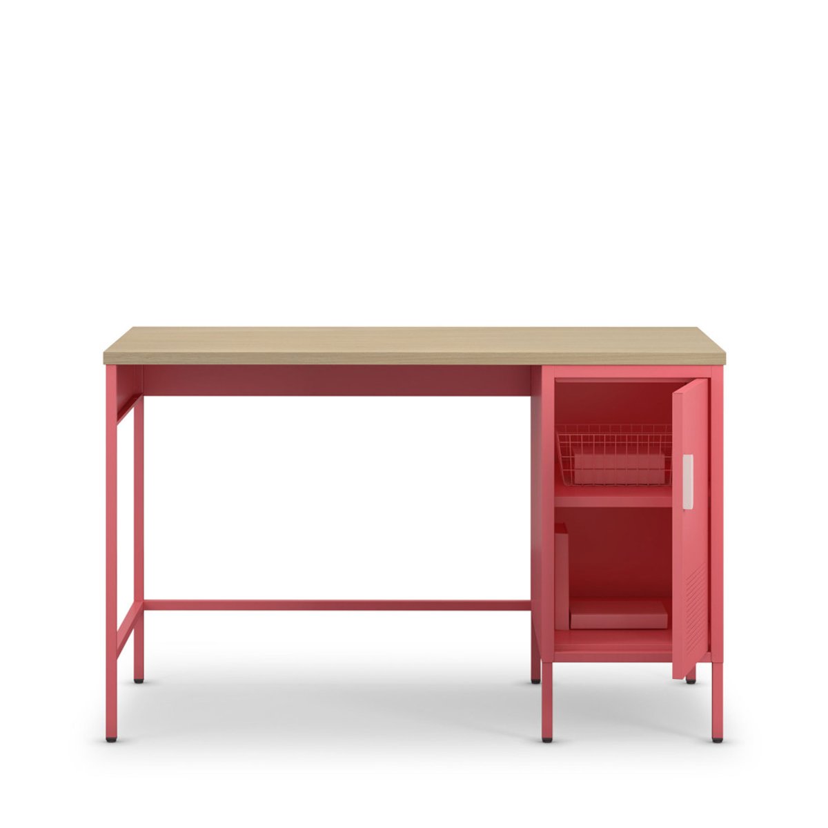 Bureau 1 porte en métal L120cm- ADEL rose, DRAWER